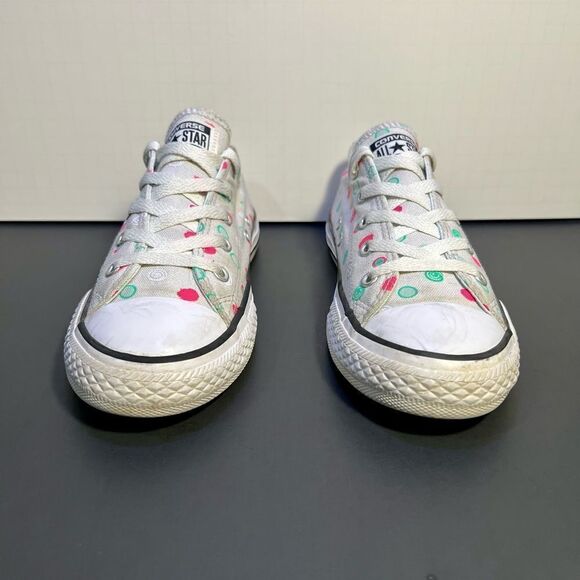 Little Girls CONVERSE All Star Ox Polka Dot Mouse Neo Gray Sneakers / Size 3 - Picture 3 of 10
